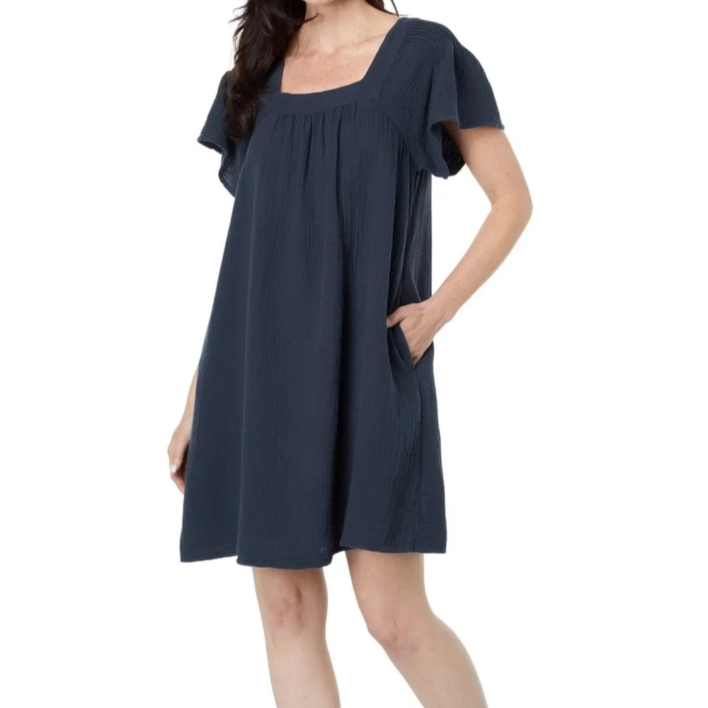 Madewell Lightspun Butterfly Square-Neck Mini Dress